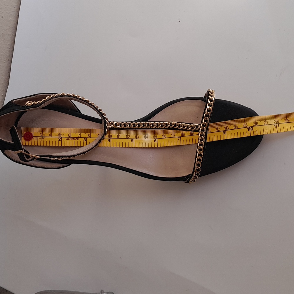 Reiss Chain Strap Heels Black Gold Size 10 - Picture 12 of 12